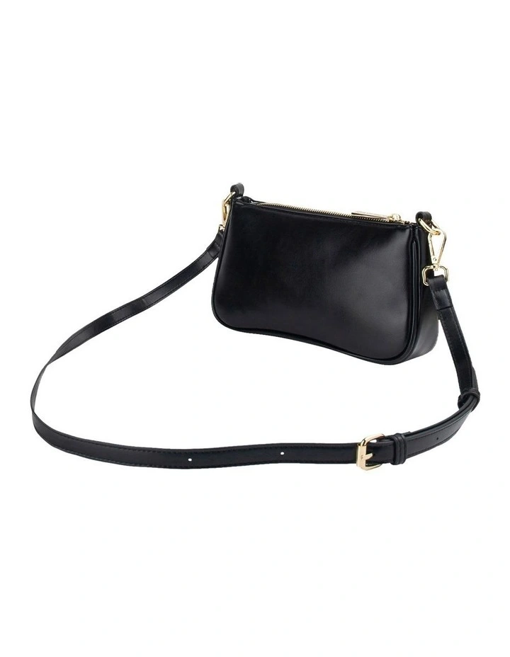 Carly Ruched Strap Shoulder Bag in Black/Lg