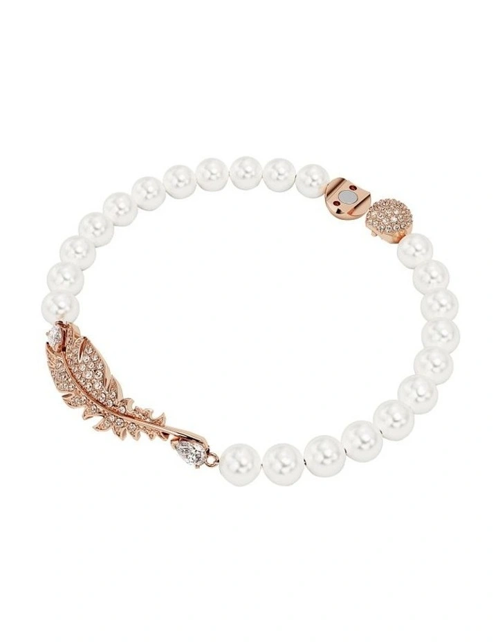 Nice Bracelet Feather Rose Gold-Tone Plated in White