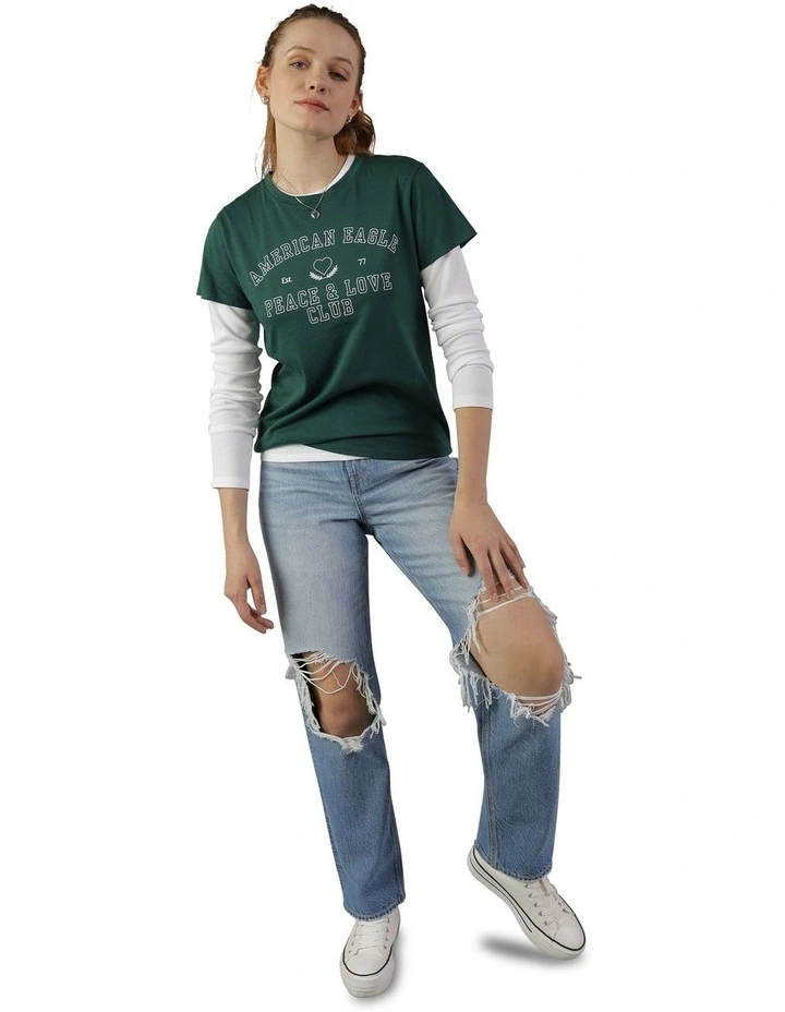 Slim Graphic Tee in Green