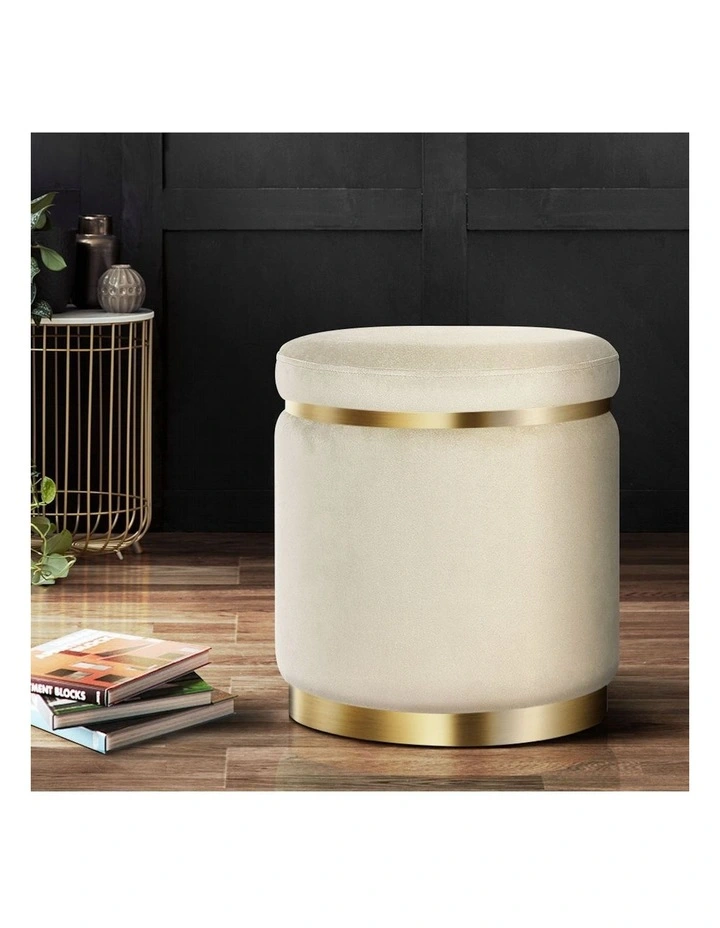 Ottoman Round Foot Stool in White
