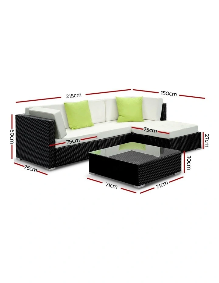 5 Piece Outdoor Furniture Set Wicker Sofa Lounge