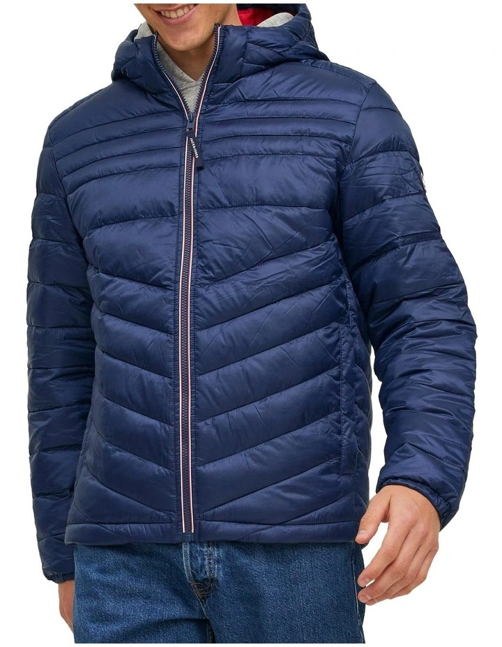 Hero Puffer Hood Jacket in Navy Blazer