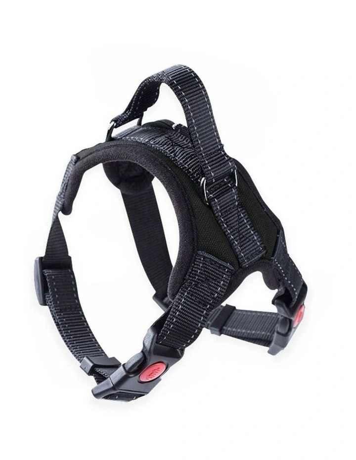 No Pull Dog Harness Adjustable Belt Lockable Buckles XL Size in Black