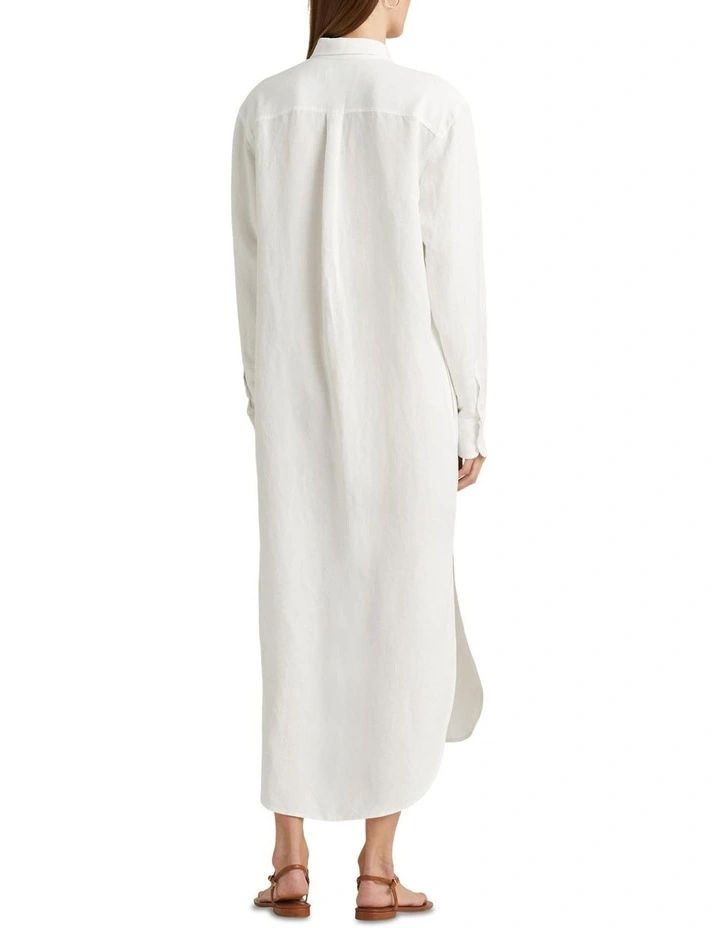 Linen-Blend Shirtdress in White