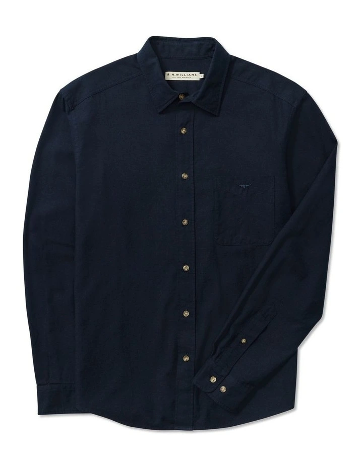 Collins Button Down Long Sleeve Shirt in Navy