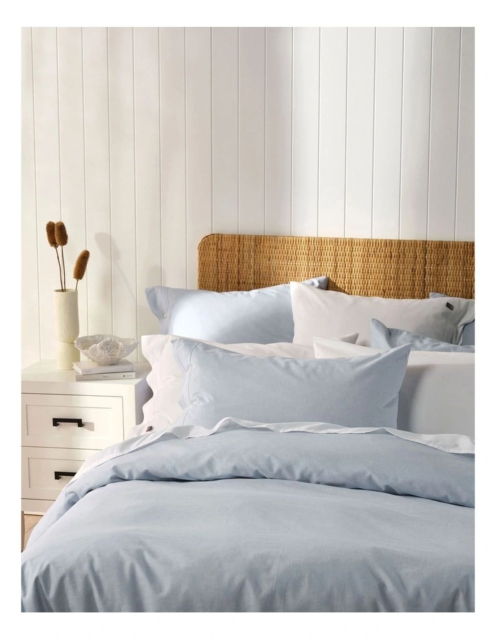 Icon American Pin Point Oxford Quilt Cover Set in Blue