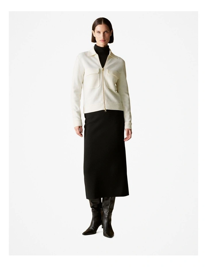 Australian Merino Milano Pencil Skirt in Black