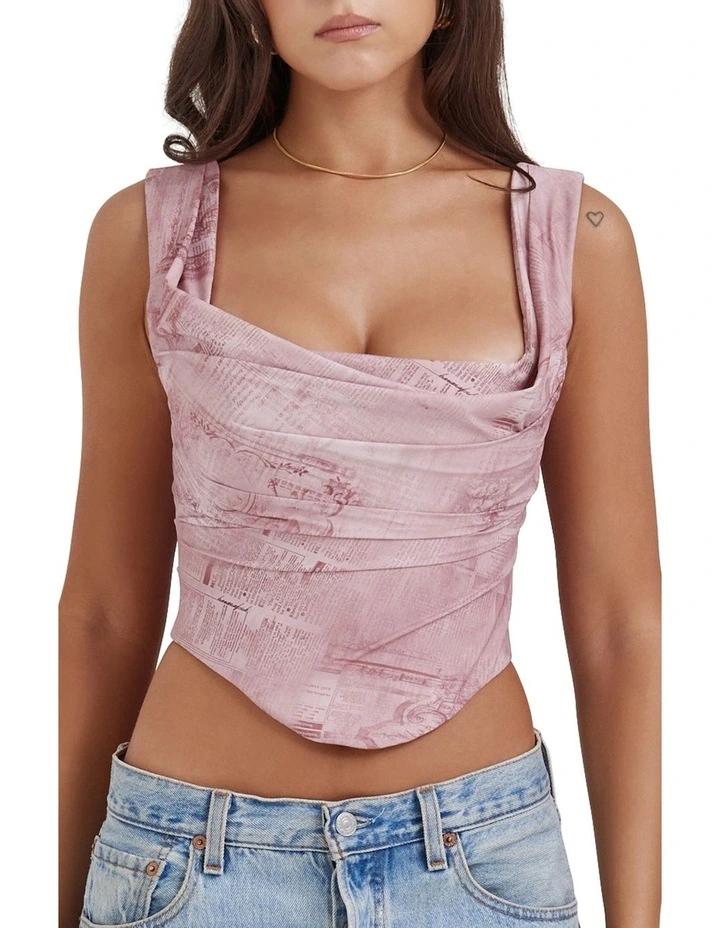 Una Corset in Pink Print