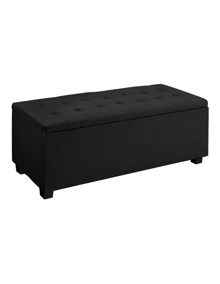 Storage Linen Ottoman Blanket Box 97cm in Black