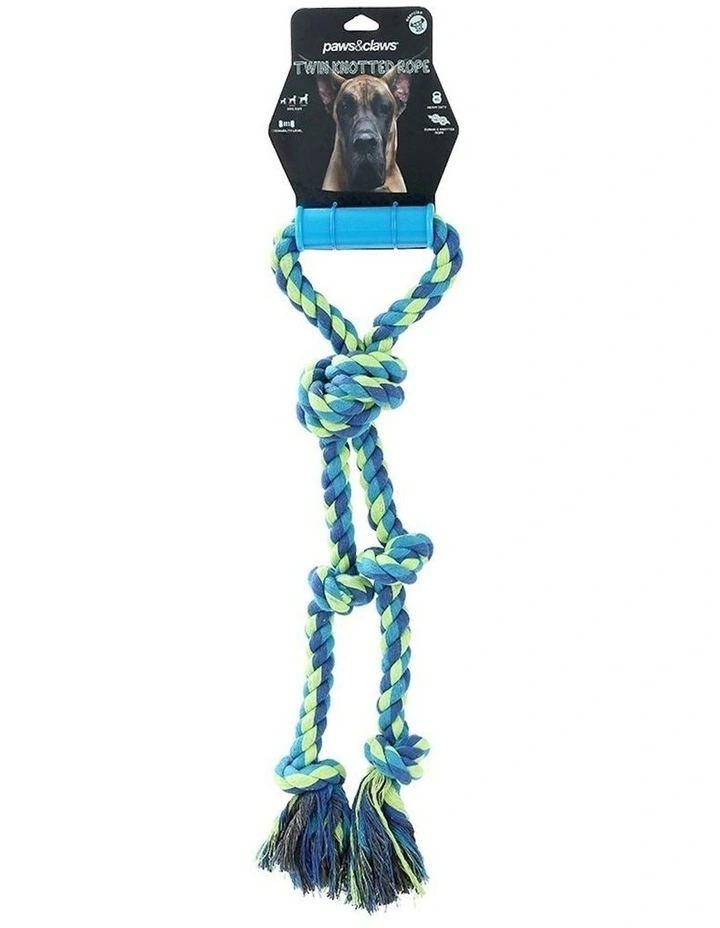 Paws & Claws Twin Knotted Rope Tugger 50cm x3 in Blue