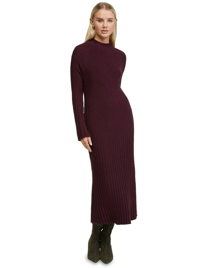 Libby Knitted Dress in Deep Grape