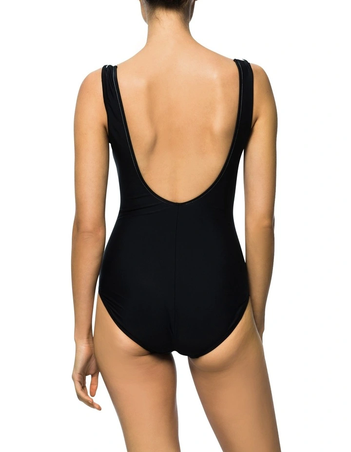 Square Neck One Piece Swimsuit Black