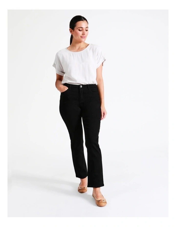 Recycled Cotton Blend Wardrobe Staple Straight Full Leg Jean in Black