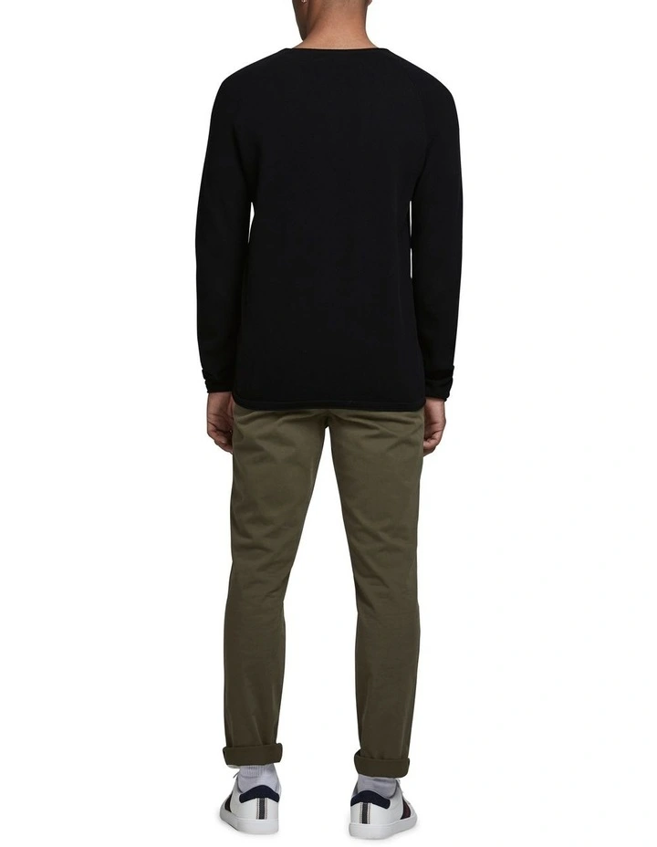 Crew Neck Knit Sweater in Black