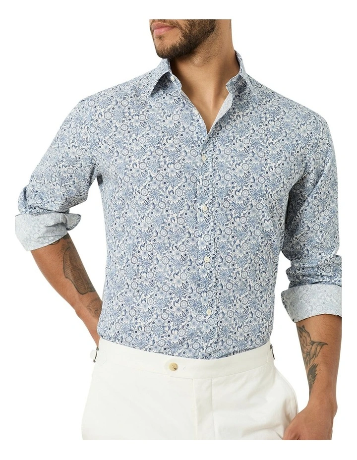 Brescia Printed Shirt in White Denim