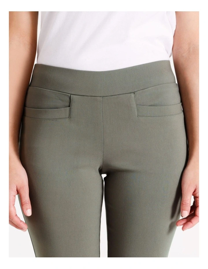 Sustainable Viscose Wardrobe Staple Stretch Crop Pant in Khaki