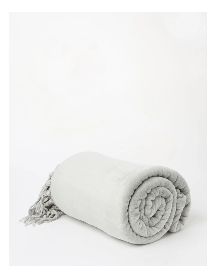 Chenille Fringe Blanket in Grey
