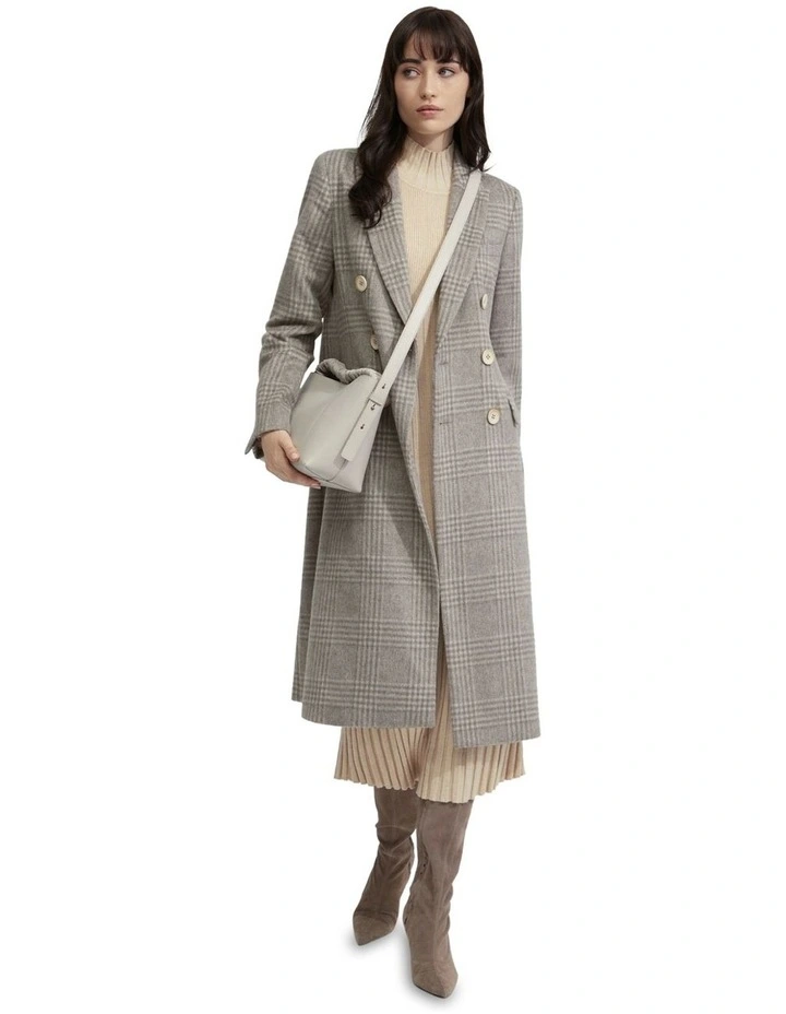 Lily Alpaca Blend Check Coat in Oatmeal