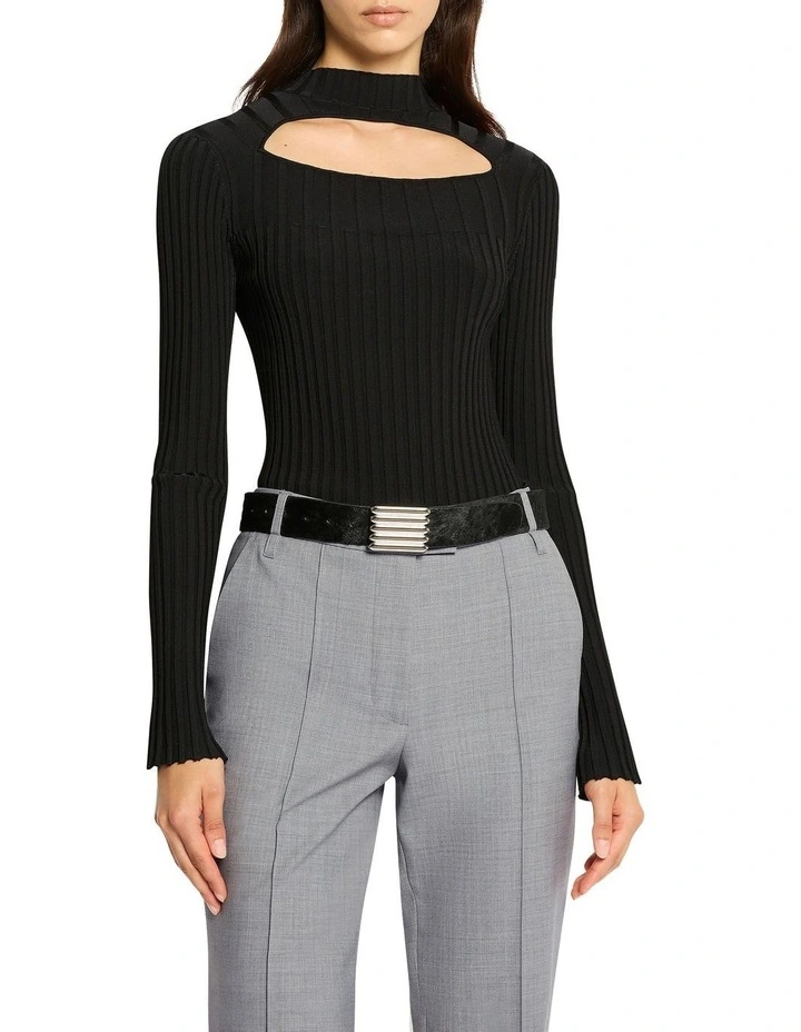 Roadtrip Rib Knit Top in Black