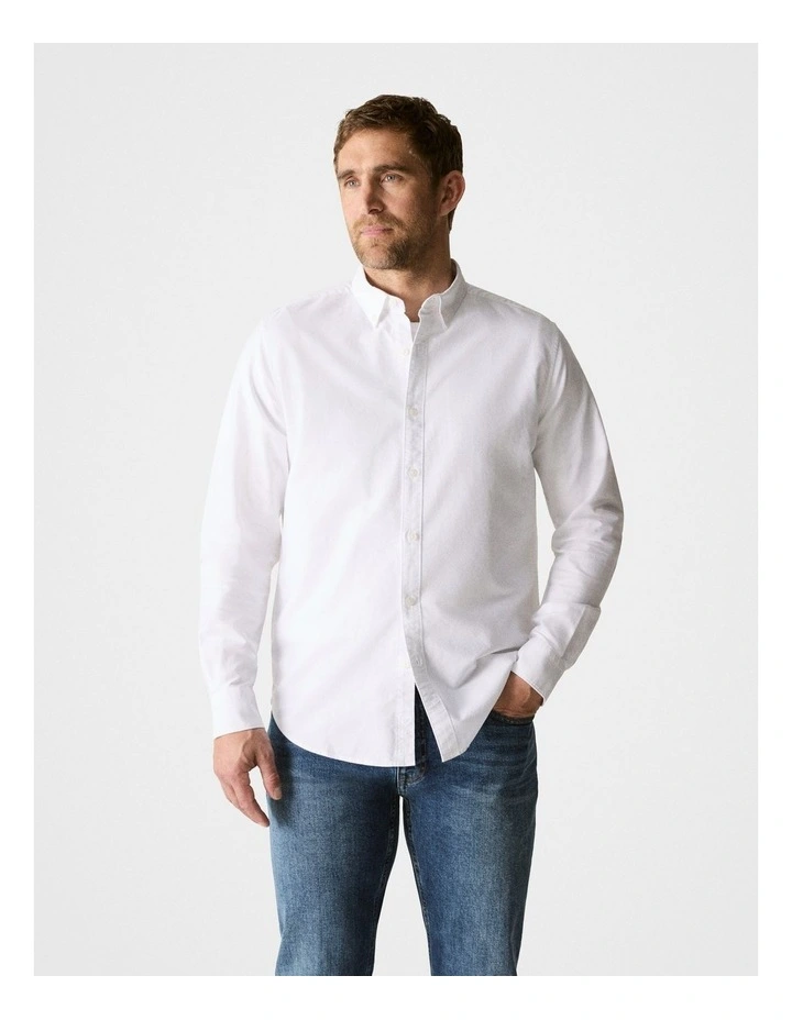 Organically Grown Cotton Oxford Shirt in White
