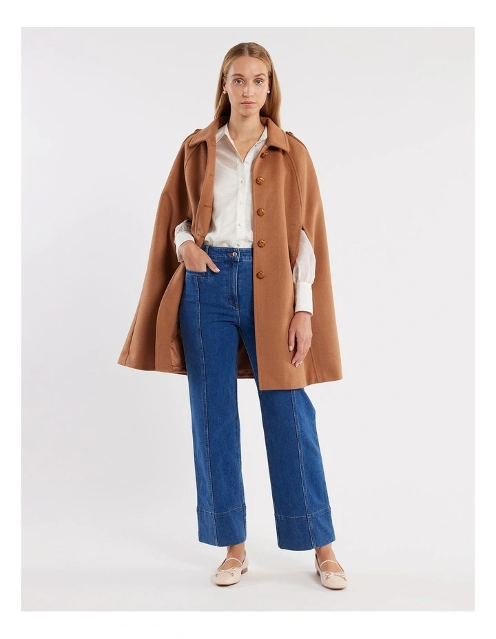 Cadence Longline Cape in Brown