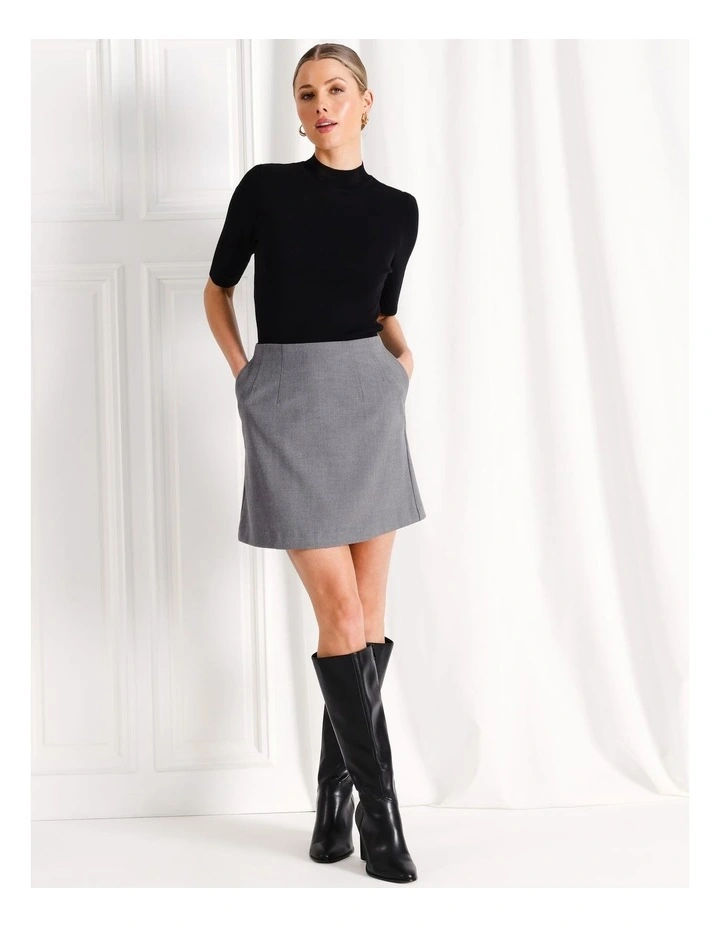 Mini Suit Skirt in Charcoal