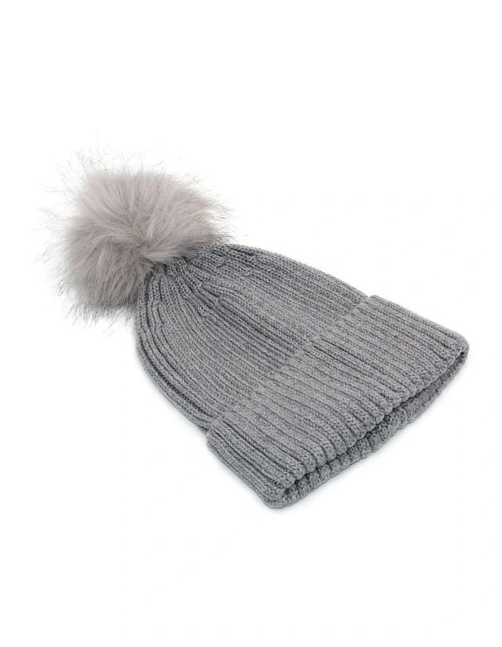 Valentine Wool Blend Beanie in Grey