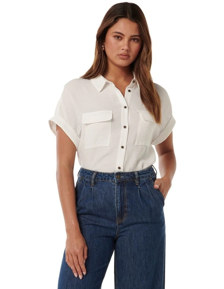 Sawyer Oversized Short Sleeve Shirt in White