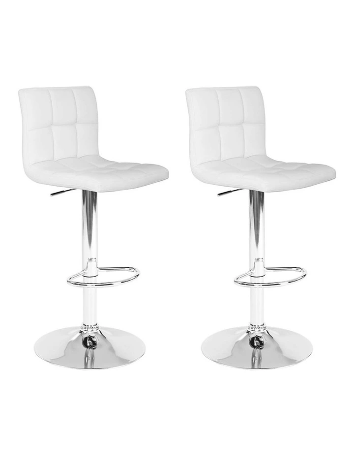 Leather 2x Bar Stools in White
