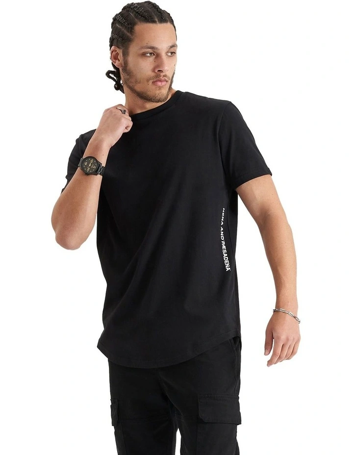 Back Rank Dual Curved Tee in Black