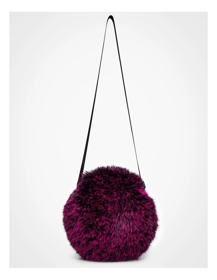 Faux Fur Cross Body Bag in Black/Pink