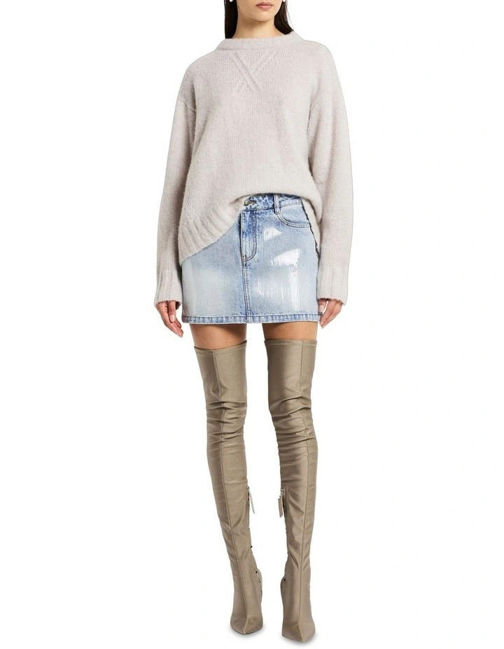 High Times Denim Skirt in Indigo/ Sequin