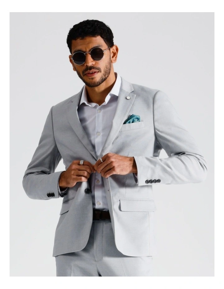 Slim Suit Jacket Textured In Plain Grey