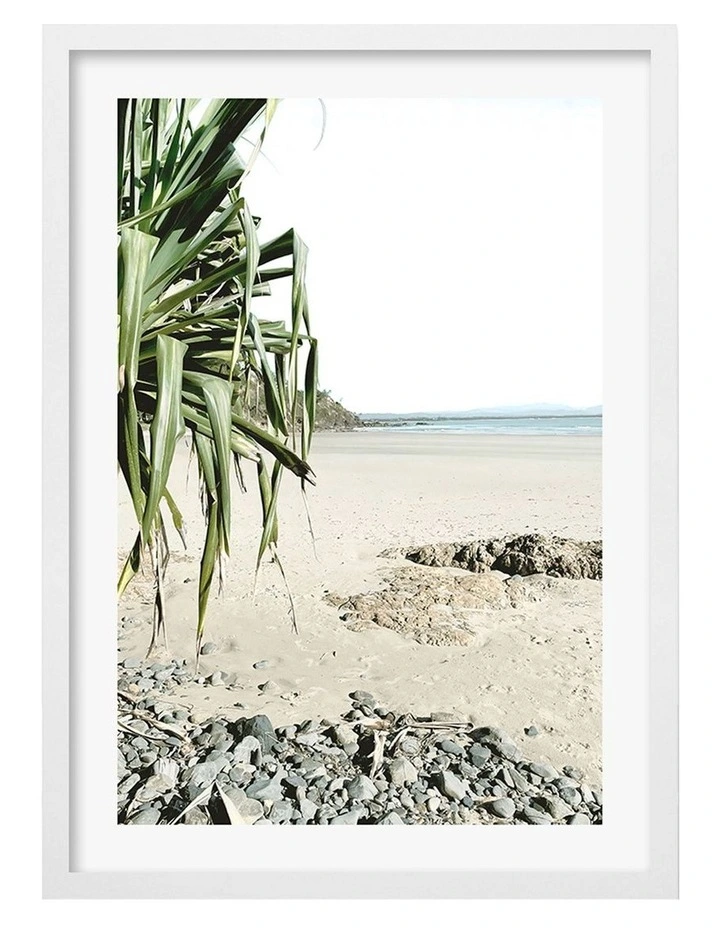Australian Made Wategos Beach Outlook Art Print A2 in White Frame
