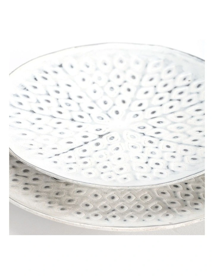 Pressed Candle Plate Bowls Set of 2 in White