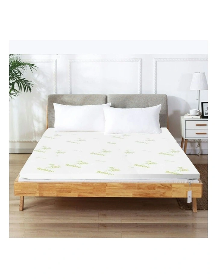 Memory Foam Mattress Topper with Bamboo Cover King 4cm in White