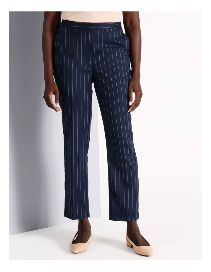 Pinstripe Straight Leg Pant in Navy