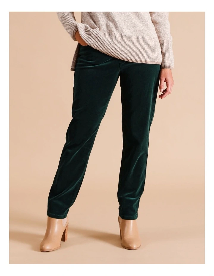 Recycled Cotton Blend 5 Pocket Stretch Cord Pant in Pine