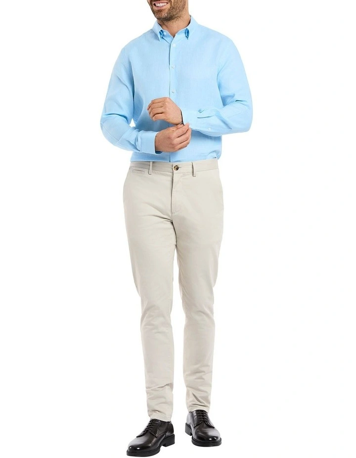 Felix Long Sleeve Linen Shirt in Sky