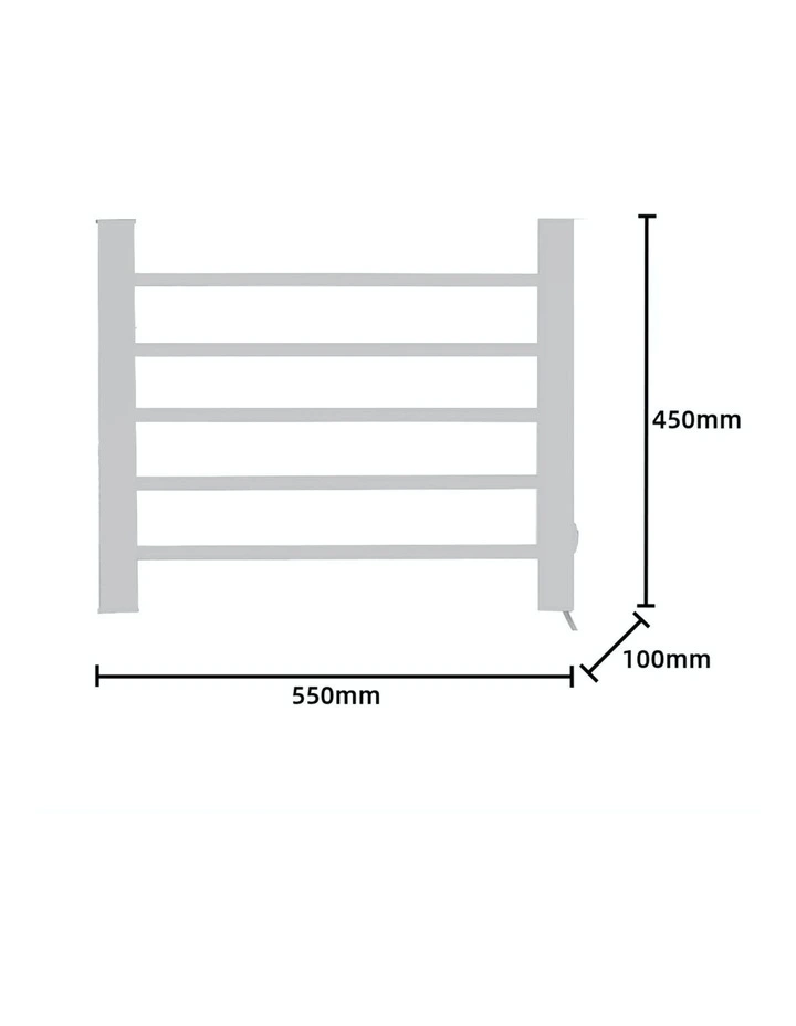 5 Rail Heated Towel Rack Silver