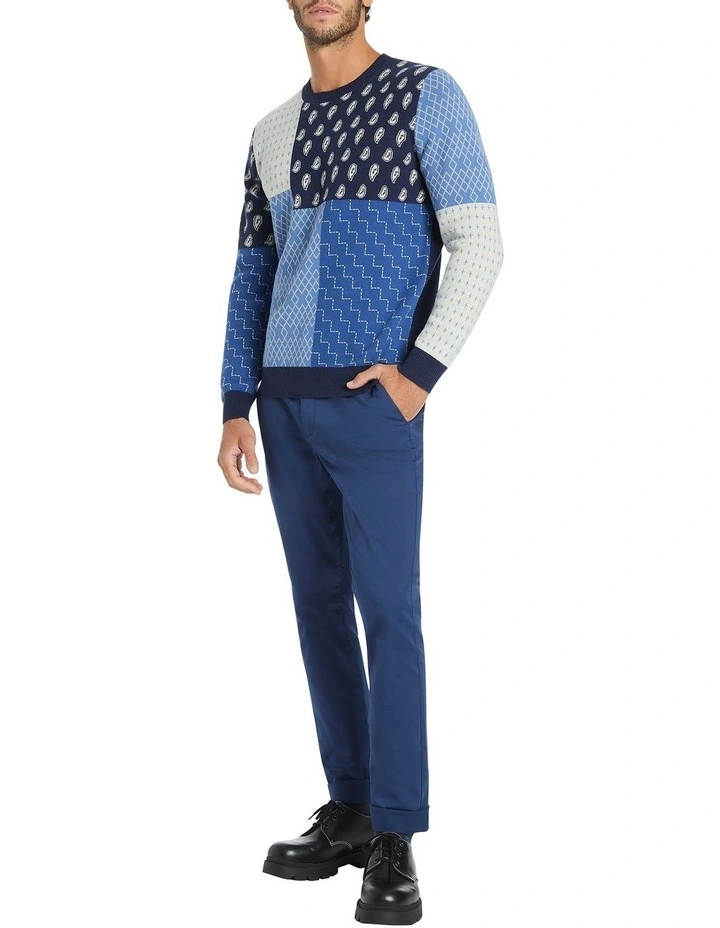 Mix And Patch Knit in Blue Multi