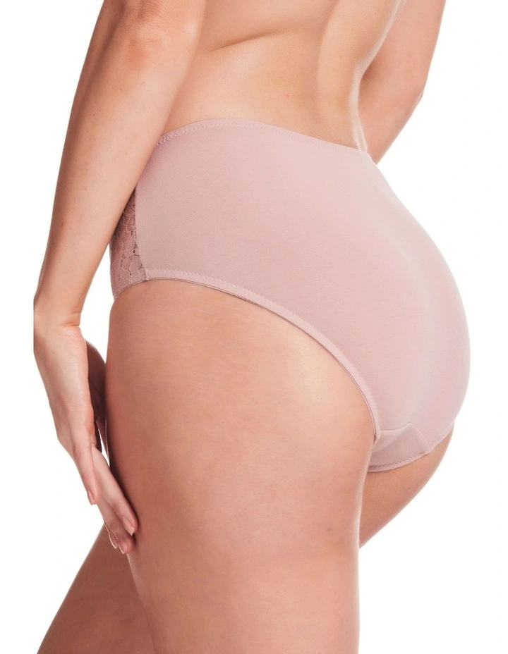 Lace Stretch Cotton Full Brief in Blush