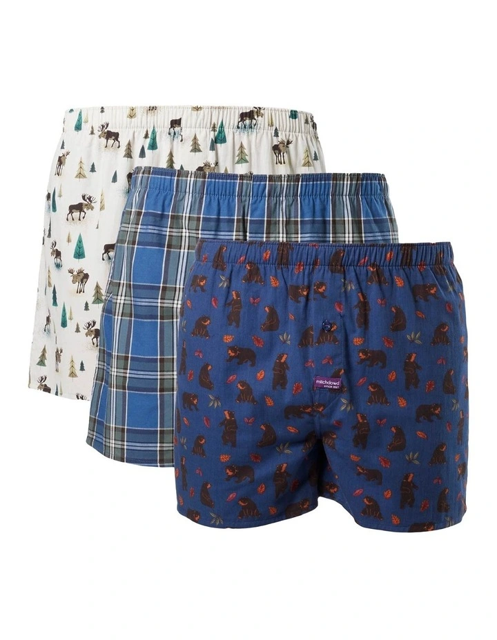 Bear & Moose Cotton Boxer 3 Pack in Multi
