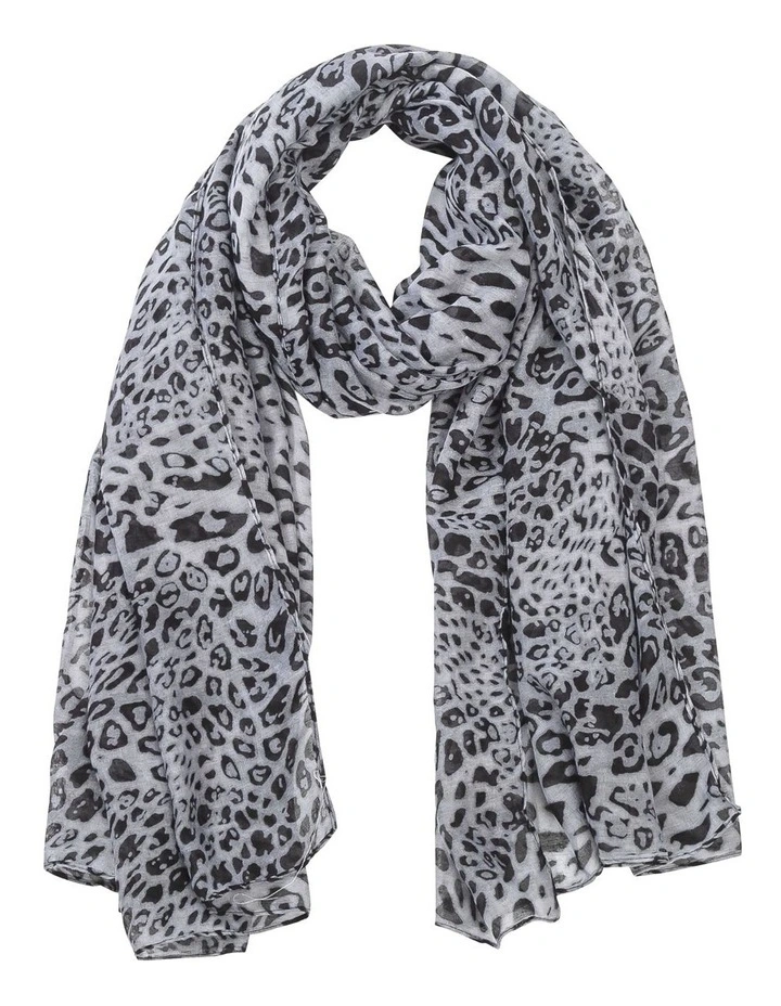 Animal Print Scarf in Grey