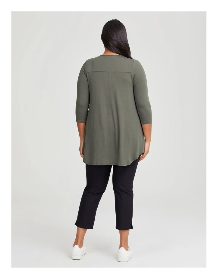 Bamboo Base 3/4 Sleeve Top in Dusty Olive