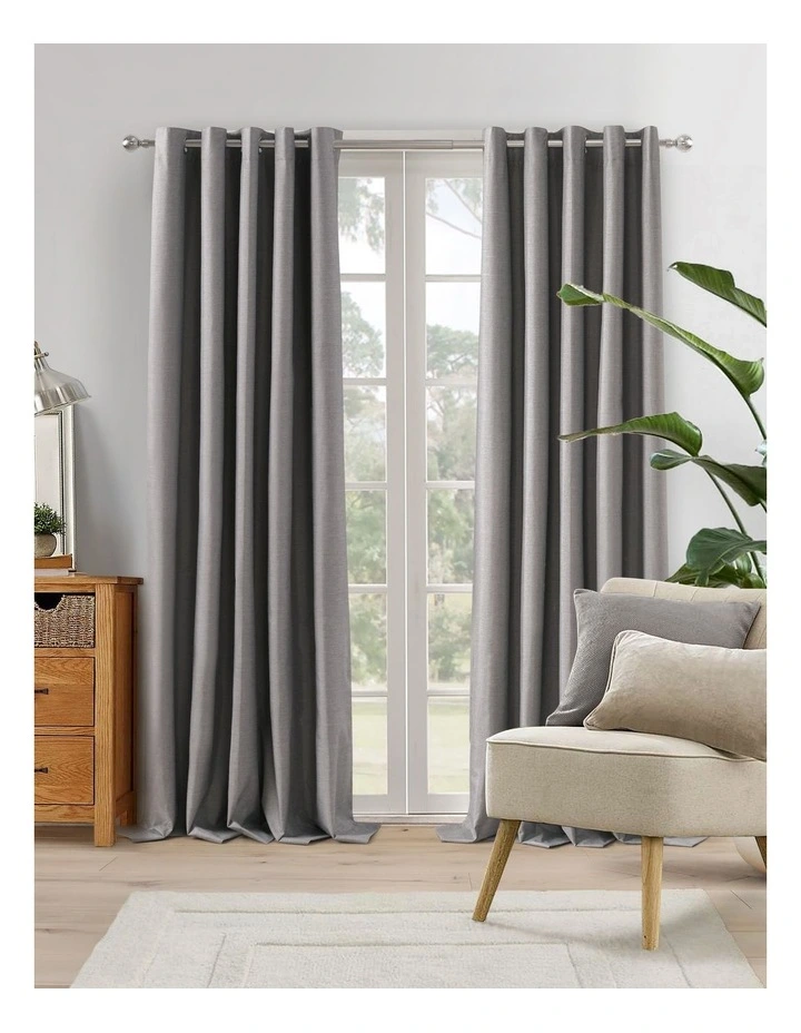 Blockout Eyelet Curtain Pair in Pepper