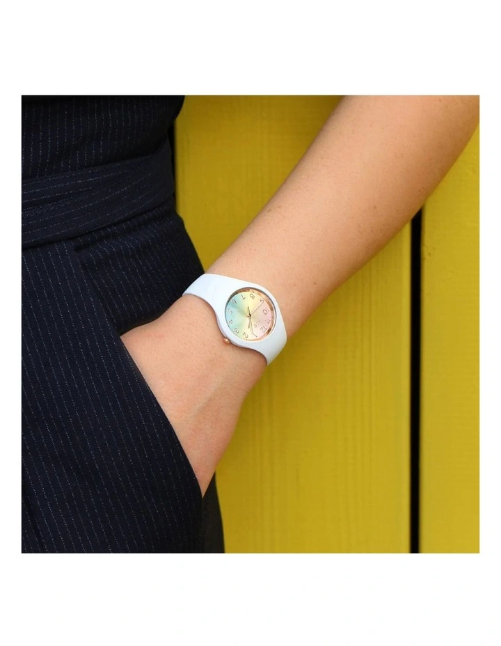 Ice Sunset Rainbow Small White Silicone Quartz Watch