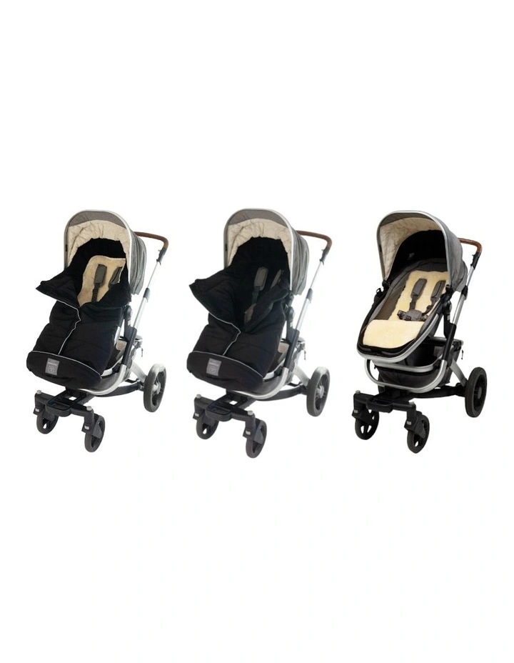 Combi Fleece Footmuff with Removable Lambskin Liner in Black/Natural