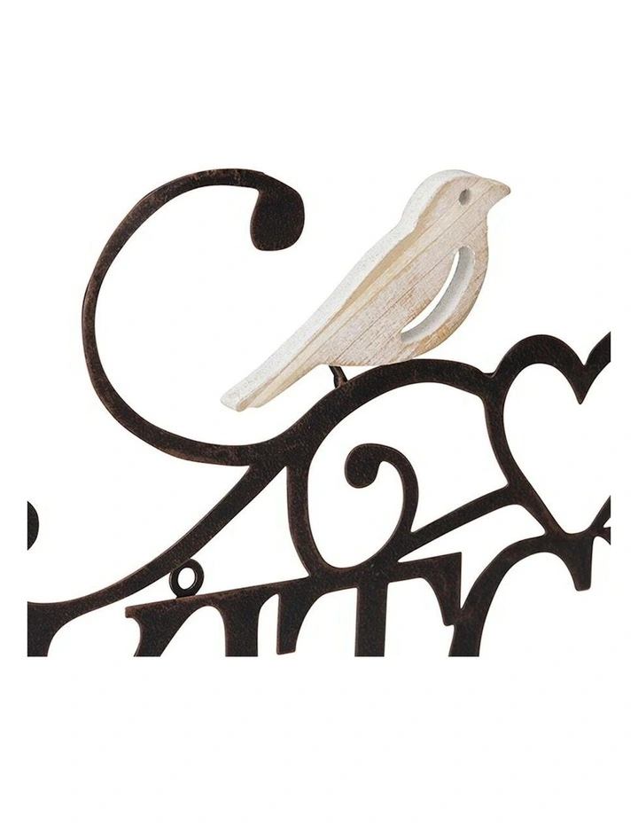 Kitchen Plaque Sign with Lovebirds Wall Art in Black