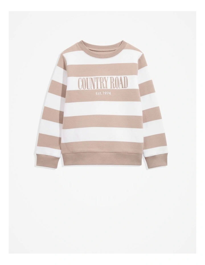 Heritage Stripe Sweat in Mushroom Stripe